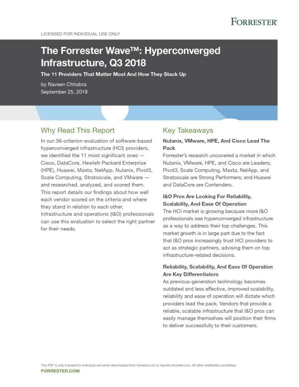 The Forrester Wave: Hyperconverged Infrastructure, Q3 2018